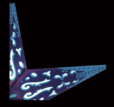 Preview: Baby Curves Blau  - Faltbarer Leuchtstern, Weihnachtsstern aus Papier mit 5 Zacken, 40 cm